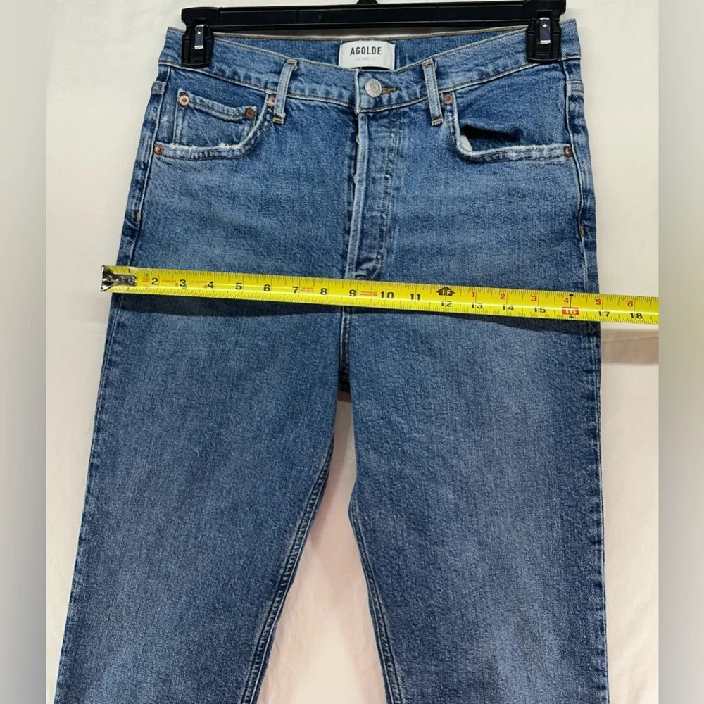 Agolde Womens Riley High Rise Straight Crop Cotton‎ Denim Button Fly Jeans 27 - Picture 5 of 11